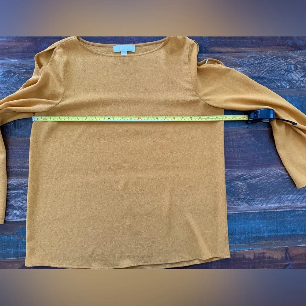 Michael Kors Women’s L Marigold Mustard Open Ladder Sleeve Blouse | SKU 0201